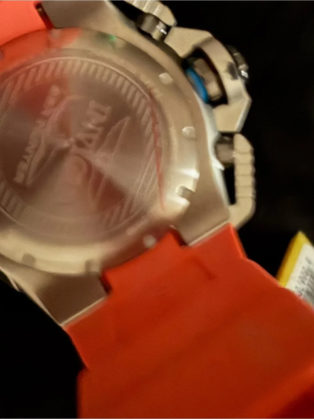 Invicta Orange Silicone Strap Men's Chronograph Watch - Black Dial